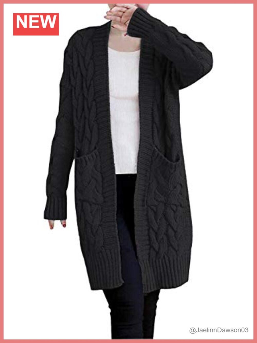Wool Blend Open Front Long Sleeve Chunky Knit Cardigan Oversized Sweater